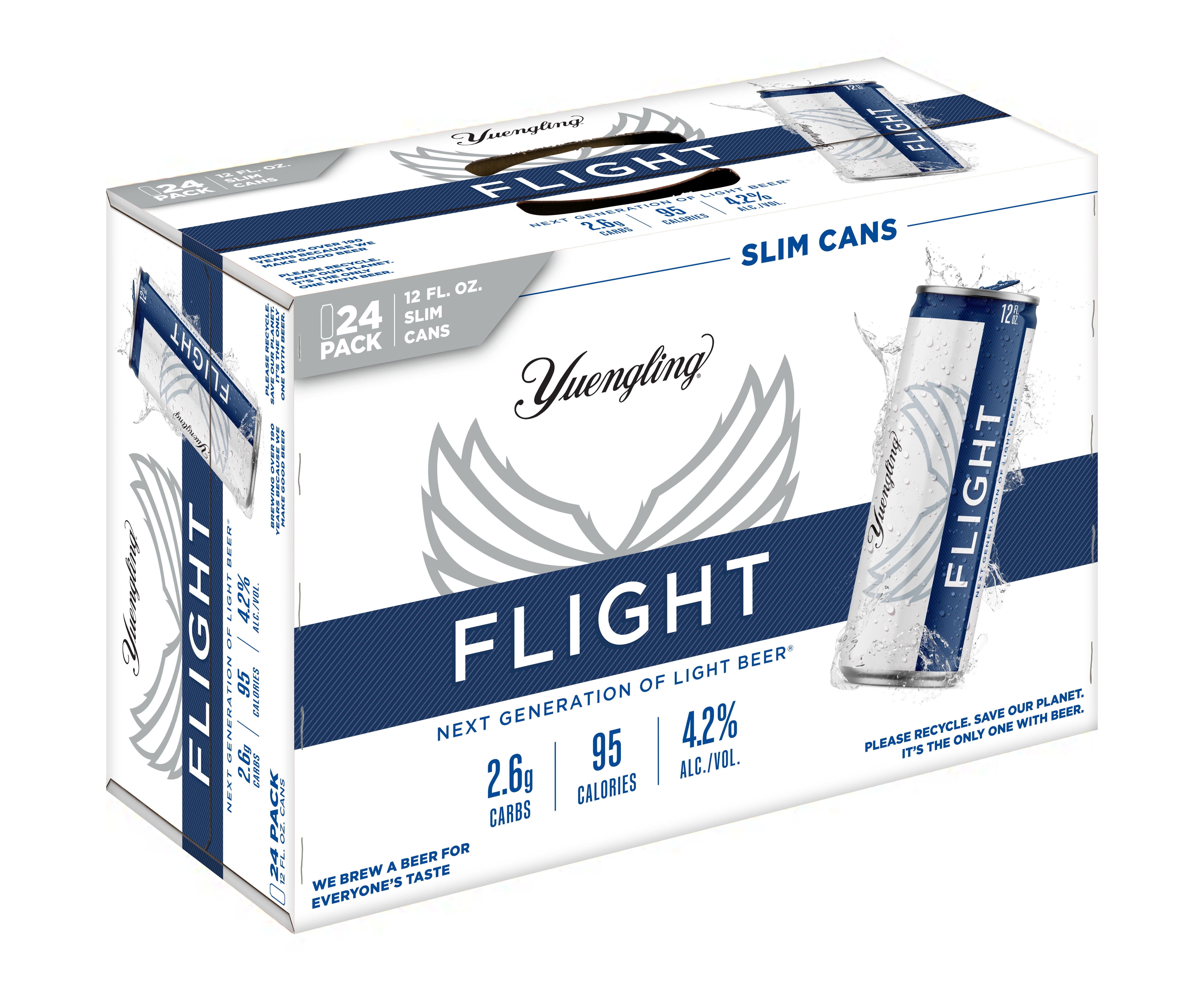 Yuengling FLIGHT Light Beer, 24 Pack, 12 fl oz Aluminum Slim Cans, 4.2% ABV, Domestic