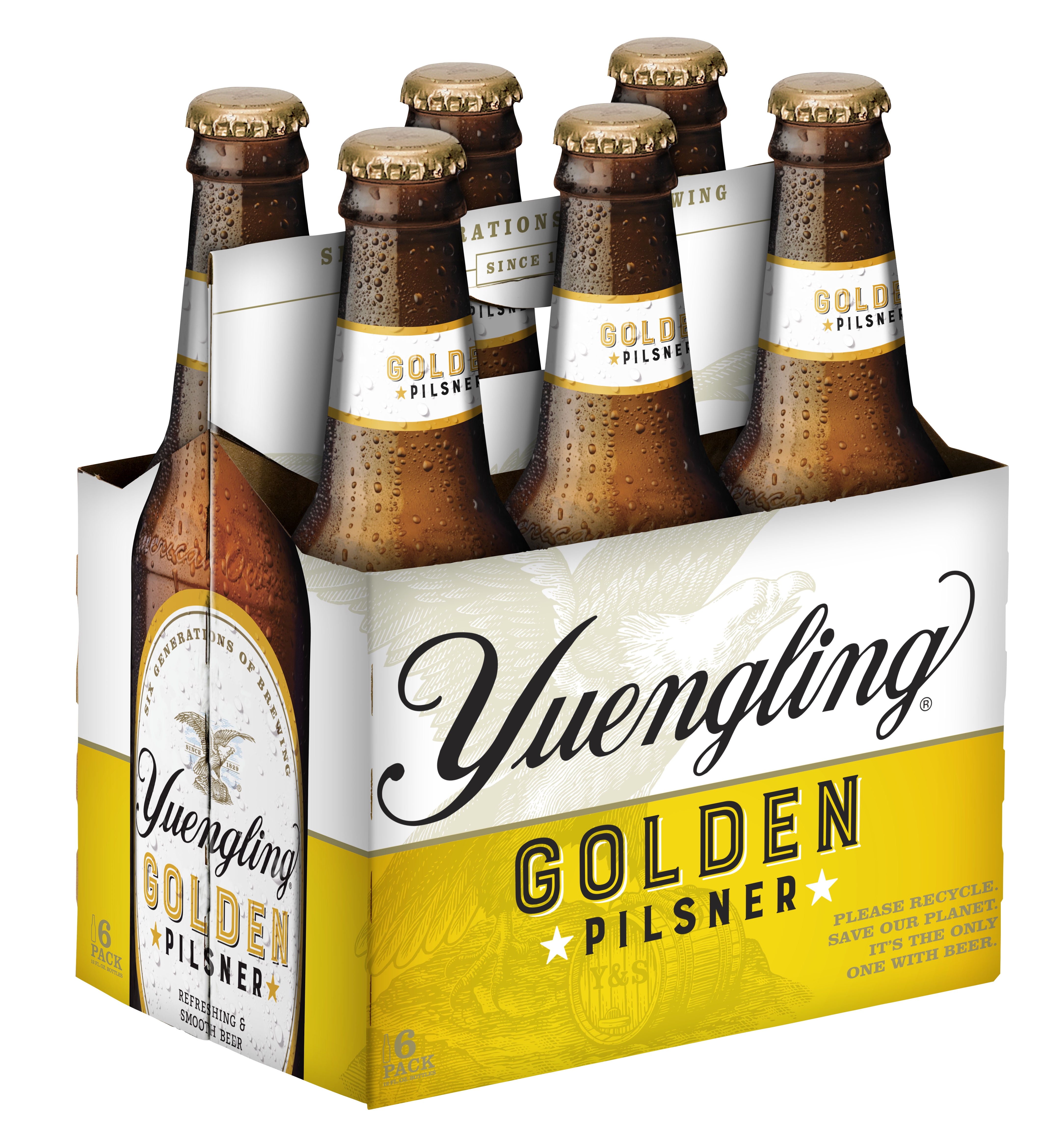 Yuengling Golden Pilsner Beer, 6 Pack Beer, 12 Fl Oz Glass Bottles, 4.7 ABV, Domestic Lager