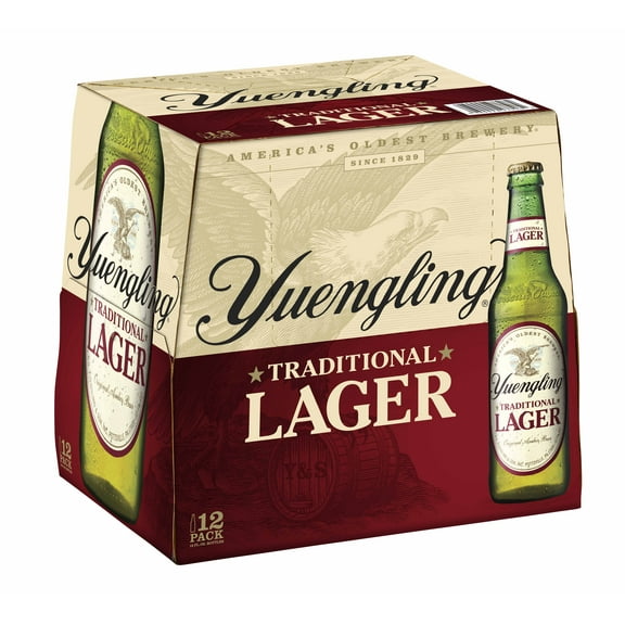 Yuengling Lager Beer, 12 Pack Beer, 12 fl oz Glass Bottles, 4.5% ABV, Domestic Lager