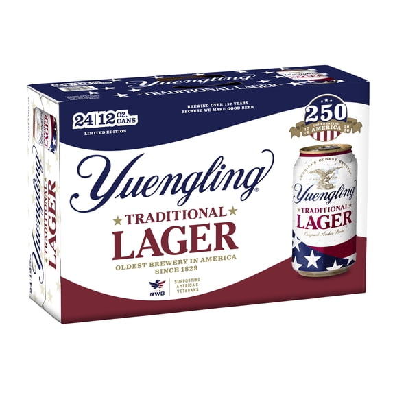 Yuengling Lager Beer, 24 Pack Beer, 12 fl oz Aluminum Cans, 4.5% ABV, Domestic Lager