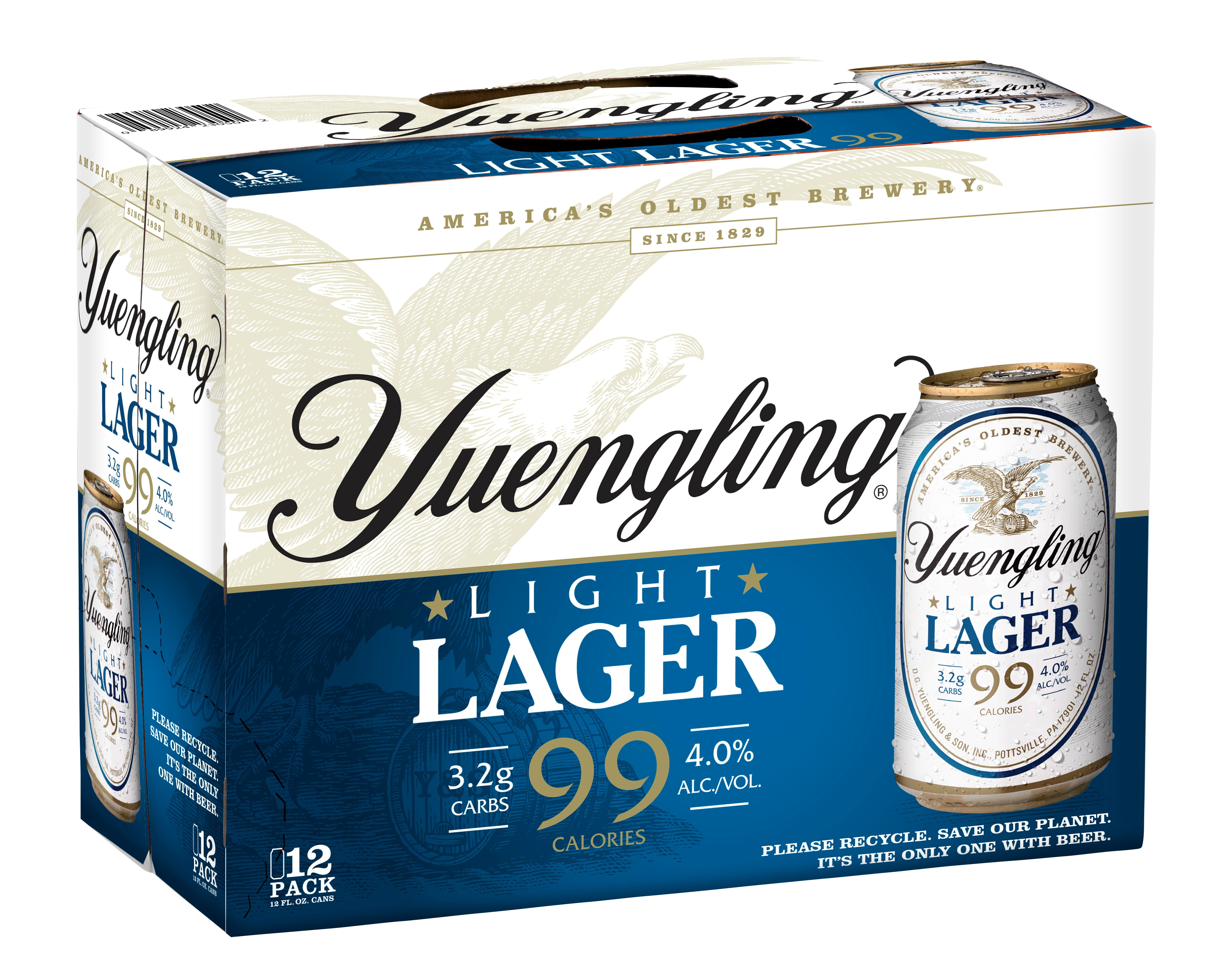 Yuengling Light Lager Beer, 12 Pack Beer, 12 fl oz Aluminum Cans, 4.0% ABV, Domestic Lager