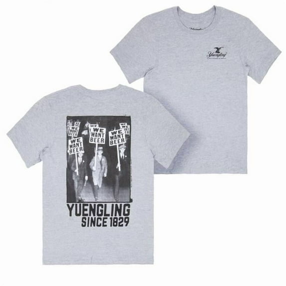 Yuengling 898311-2xlarge We Want Beer Front & Back Print T-Shirt - Grey - 2XL