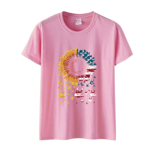 Yueqmvl Partriotic Womens American Independence Day T Shirts Summer