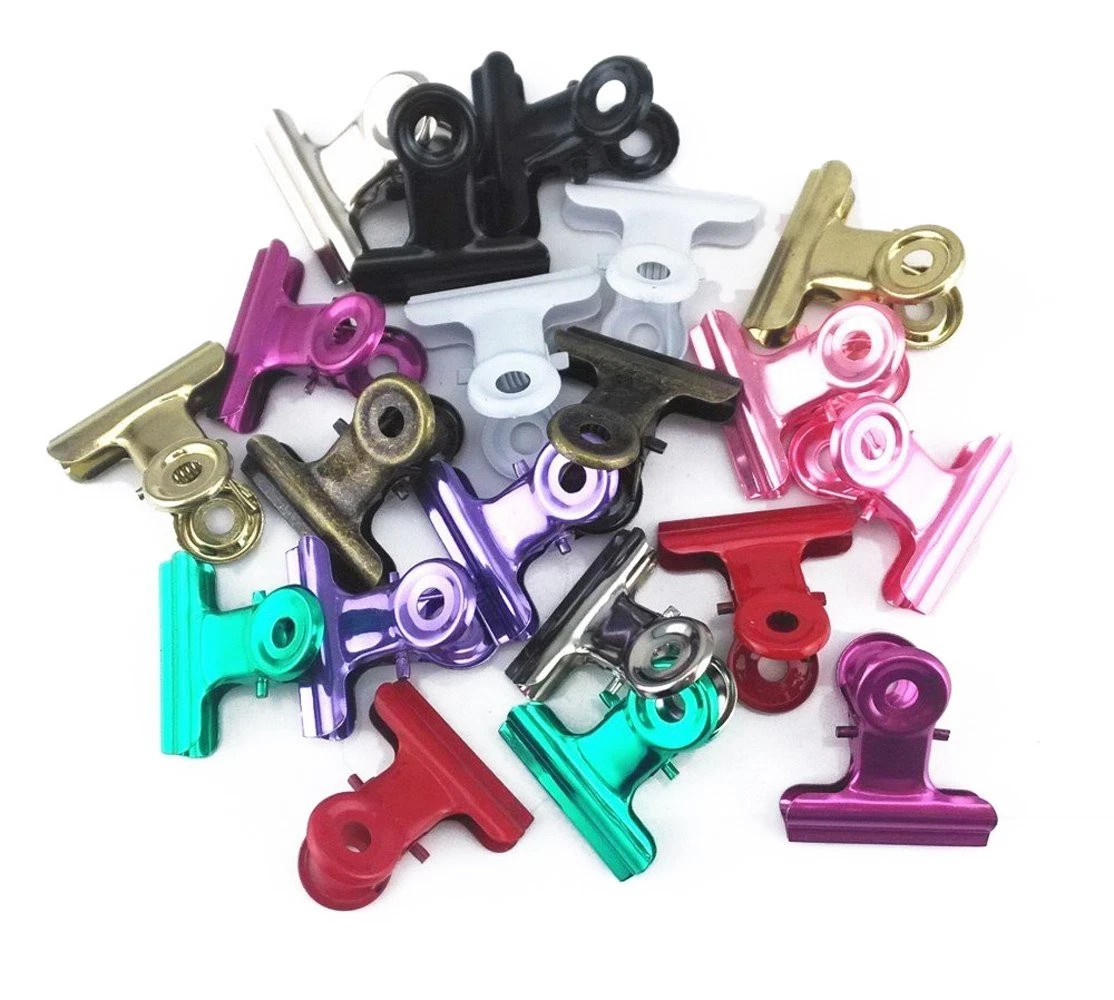 Yueton 20Pcs Mixed Color Metal Bulldog Clips, Utility Paper Clips, Hinge Clips