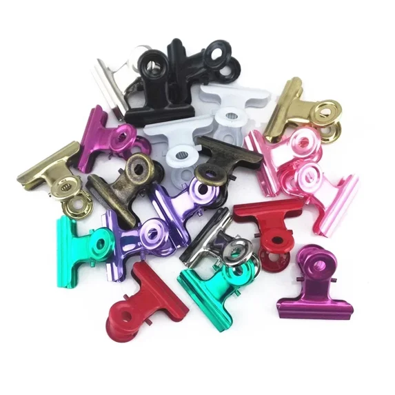 Yueton 20Pcs Mixed Color Metal Bulldog Clips, Utility Paper Clips, Hinge Clips