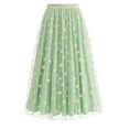 thumbnail image 1 of Yueyer Women's Long Skirt Daisy Embroidery Mesh Solid Color High Waist Flowy A-line Midi Skirt, 1 of 9