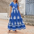 thumbnail image 1 of Yueyer Women's Summer Flowy Short Sleeve Maxi Dress With Pockets Beach Party Wear Stretchy Fabric Printed Dresses, 1 of 9