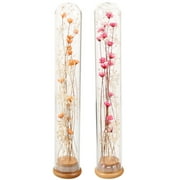 Yueyihe 2pcs Dried Bouquet in Glass Bottle Handmade Preserved Real Flowers Dry Flowers in Glass Bottle