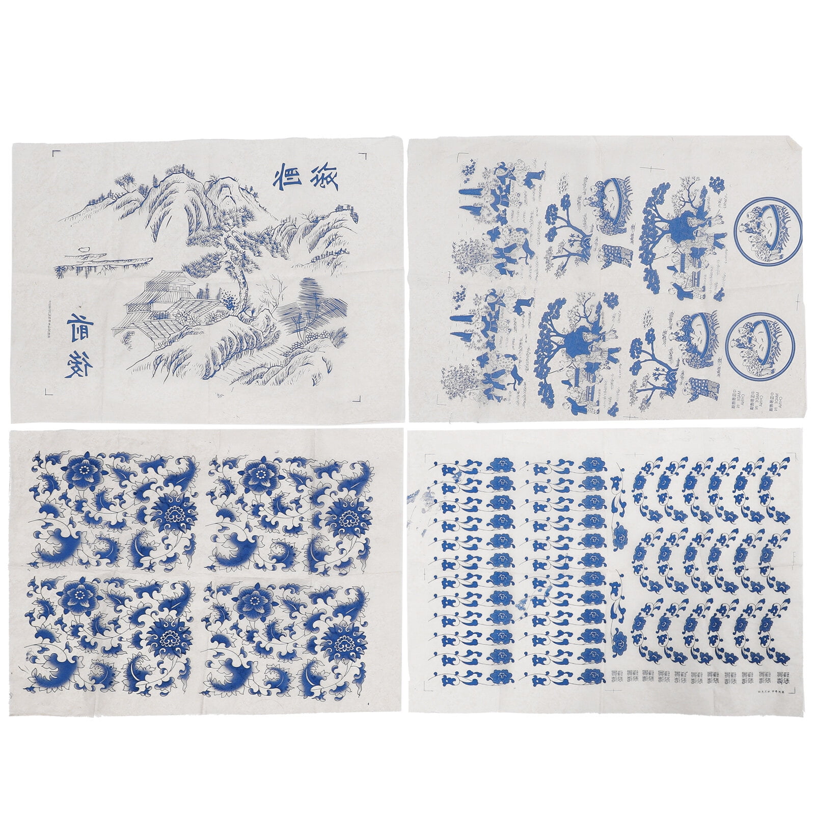 Yueyihe 4 Sheets Underglaze Transfers for Pottery Decorative Clay