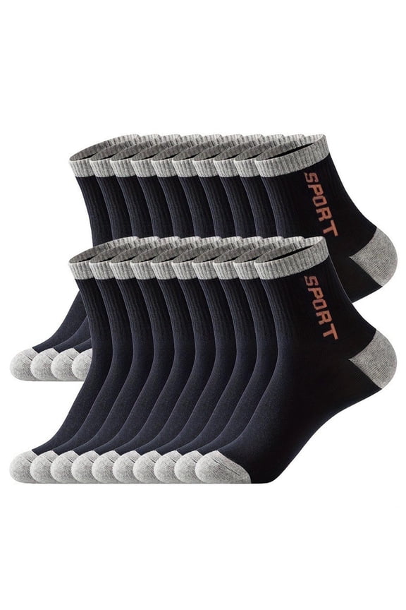 10 Pairs Men's Crew Socks Breathable Athletic Socks Comfort Lightweight Sport Socks for Men, Navy