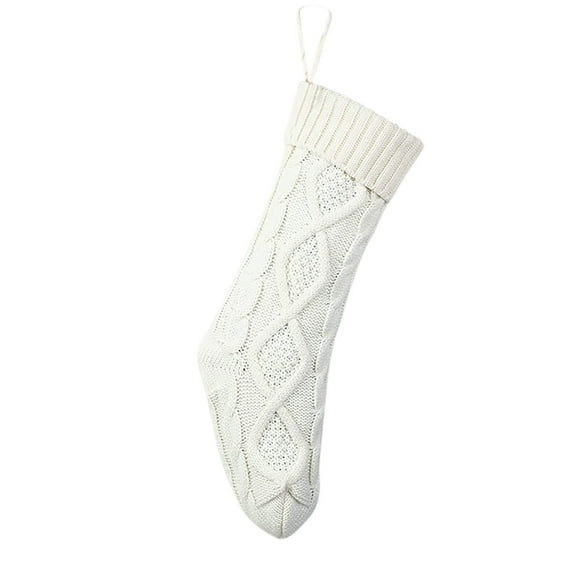 Yufatyle 18 Inches Christmas Stockings 1 Pack, Large Size Cable Twist Knitted Stocking Gifts & Decorations for Family Holiday Xmas Party, White