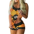 thumbnail image 1 of SwiftWear 2 Piece Womens Halloween Pajamas Set Comfy Lace Patchwork Cami Top and Shorts Soft Loungewear Cute Sleepwear 2XL, 1 of 5