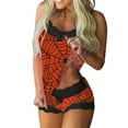 thumbnail image 1 of SwiftWear 2 Piece Womens Halloween Pajamas Set Comfy Lace Patchwork Cami Top and Shorts Soft Loungewear Cute Sleepwear M, 1 of 5