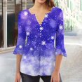 thumbnail image 1 of SwiftWear 3/4 Length Sleeve Shirts for Women Cute Xmas Pullover Top Casual Pleated Blouse Vneck Button Down Henley Tunic XL, 1 of 5