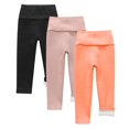 thumbnail image 1 of SwiftWear 3 Pack Warm Girls Leggings Fleece Lined Toddler Winter Pants Solid Color Athletic Pants Yoga Dance, Black+Pink+Orange, 1 of 4