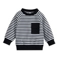 thumbnail image 1 of SwiftWear Baby Boy Sweatshirt Long Sleeve Crewneck Sweatshirt Infant Toddler Pullover Striped Top Fall Clothes 6M-4T, Black, 1 of 7