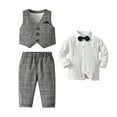 thumbnail image 1 of SwiftWear Baby Boy Toddler formal Outfit Kids 4PC Vest Gentleman Suit Dress Shirt Plaid Pants Set for Boys 1-6T, 1 of 6