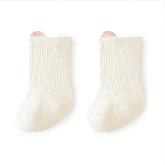 Yufatyle Baby Girl/Boy Crew Socks Unisex Toddler Cotton Socks Soft Solid Color Short Socks, Beige
