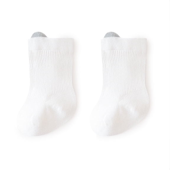 Yufatyle Baby Girl/Boy Crew Socks Unisex Toddler Cotton Socks Soft Solid Color Short Socks, White