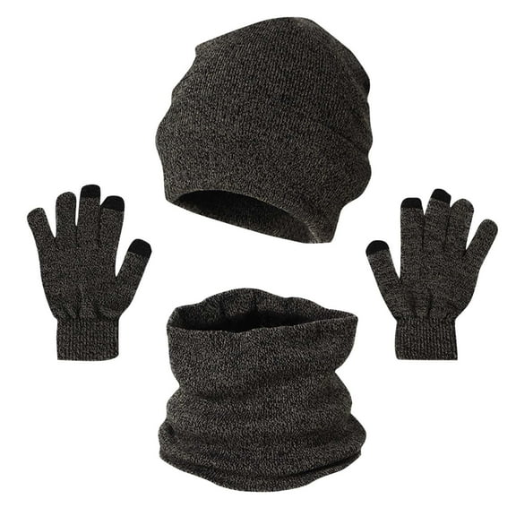 SwiftWear Beanie Hat Scarf Gloves Set, Women Men Hats 3-Pieces, Fleece Lined, Touchscreen Gloves, Winter Skull Cap Navy