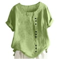 thumbnail image 1 of SwiftWear Big Girls T Shirts, Casual Crew Neck Button Decor Solid Color Short Sleeve Summer Tops Green Size 7 Years, 1 of 5