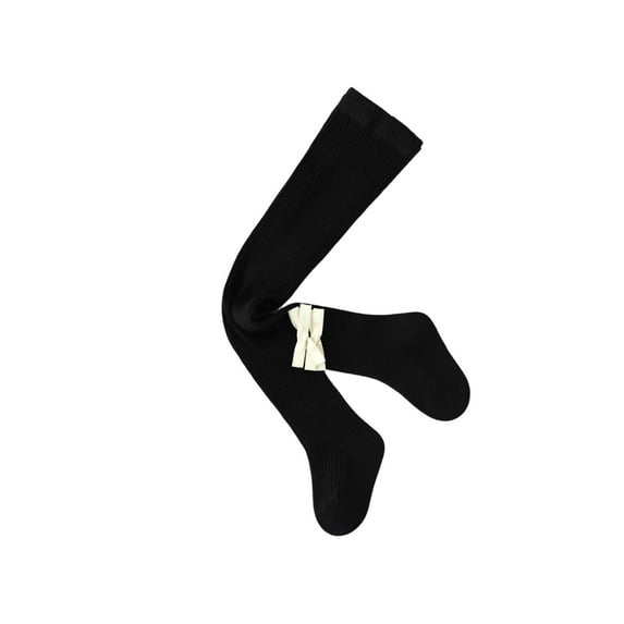 SwiftWear Black Girls Tights, Spring Fall Stockings for Girl, Cute Bow Decor Cable Knit Cotton Toddler Tights Pantyhose for 0-8 Years