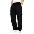thumbnail image 1 of SwiftWear Black Men's Cargo Sweatpants Loose Fit Pants Joggers for Men with Pockets, Open Bottom Elastic Waisted Drawstring Sweatpants XL, 1 of 6