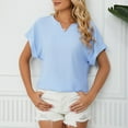 thumbnail image 1 of Yufatyle Blouses for Women Dressy Casual Summer Hot Birthday Gift Summer Blouses for Women 2024 Round Neck T-shirts Loose Comfortable Female Blouses Blue, 1 of 9