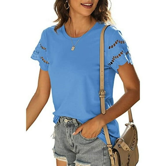 SwiftWear Blouses for Women Dressy Casual Summer Hot Birthday Gift Girls' Tops, Tees & Blouses Fashion Loose Comfortable Female Blouses Blue