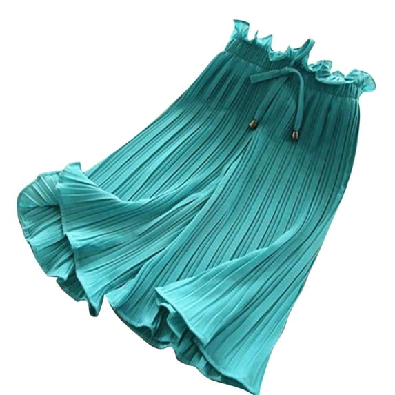 SwiftWear Blue Toddler Girls Wide Leg Palazzo Pants Pleated Flowy Ruffle Casual Cropped Pants Solid Lounge Pants Spring Fall Size 2-14