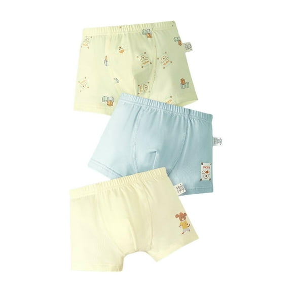 Yufatyle Boys' Boxer Briefs, 3Pcs Cotton Cute Bear Print Breathable Soft Comfy Underwear for Kids 2-13T