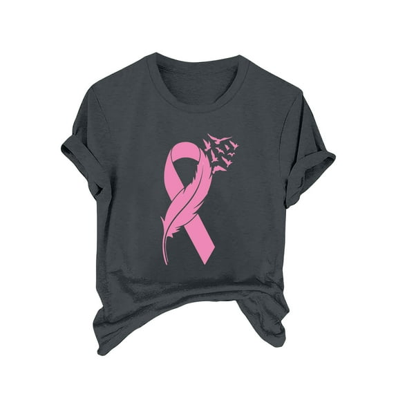 SwiftWear Breast Cancer Shirts for Women Pink Ribbon Breast Cancer Awareness T-Shirt Short Sleeve Summer Fall Tee Top M