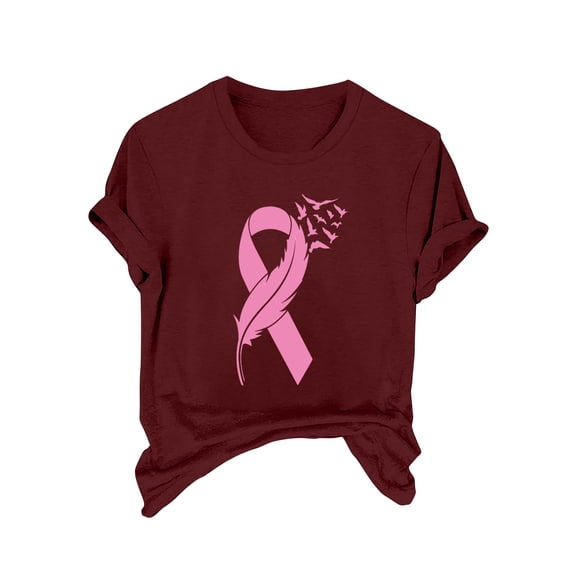 SwiftWear Breast Cancer Shirts for Women Pink Ribbon Breast Cancer Awareness T-Shirt Short Sleeve Summer Fall Tee Top S