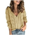 thumbnail image 1 of SwiftWear Cardigan Sweaters for Women Long Sleeve Crochet Knit Tops V-Neck Button Down Loose Fit Sweater Coat Outwear Beige L, 1 of 7
