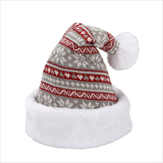 Yufatyle Christmas Hat, Soft Xmas Hat Thicken Snowflake Knitted Hat Warm Plush Winter Hat, Unisex Adults Santa Hats