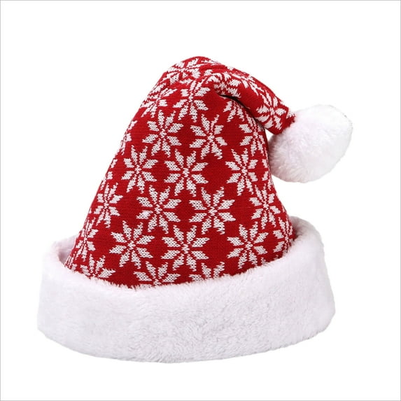 Yufatyle Christmas Hat, Soft Xmas Hat Thicken Snowflake Knitted Hat Warm Plush Winter Hat, Unisex Adults Santa Hats