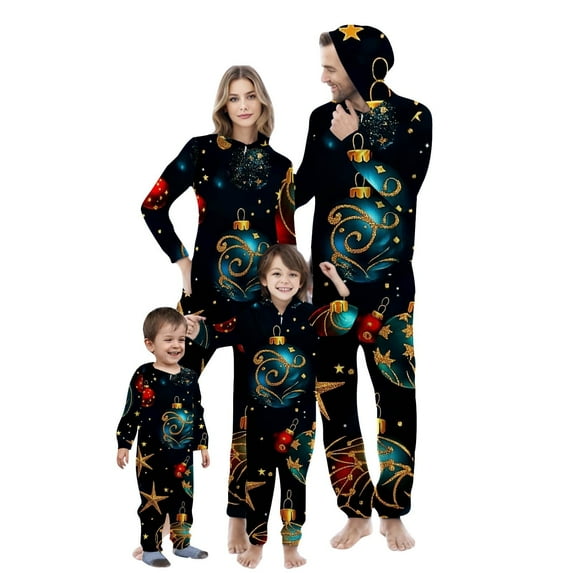 SwiftWear Christmas Pajamas for Family Matching Family Christmas PJs Sets Soft Xmas Onesie Sleepwear Zipper Jumpsuit