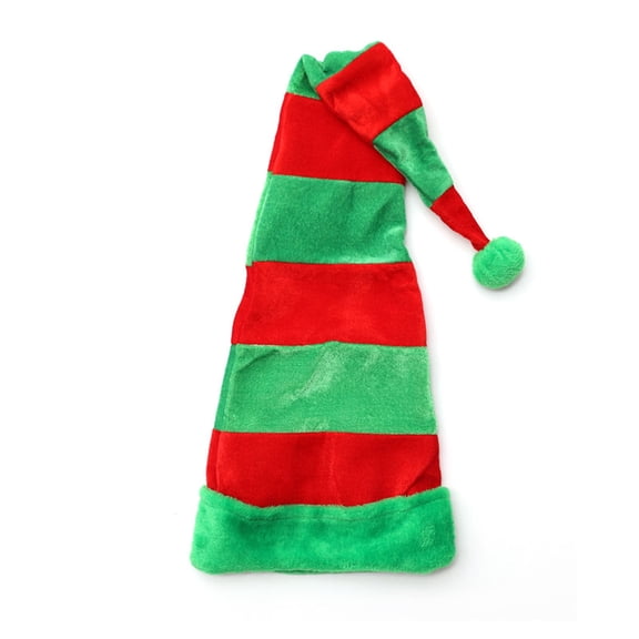 SwiftWear Christmas Santa Hat Extra Long Plush Xmas Elf Hat Candy Cane Hat for Women Men Christmas Party Accessory (Green and Red 11.81"X35.43")
