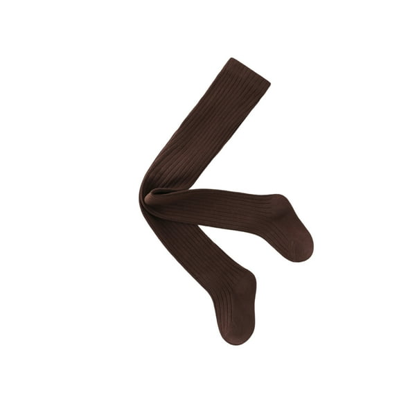 SwiftWear Coffee Girls Cotton Tights Solid Color Cable Knit Toddler Footed Leggings Baby Girl's Spring Fall Tights 1-10 Years