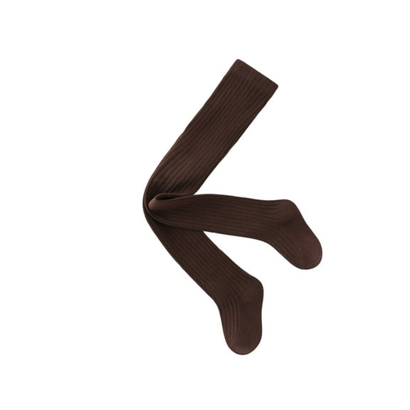 SwiftWear Coffee Girls Cotton Tights Solid Color Cable Knit Toddler Footed Leggings Baby Girl's Spring Fall Tights 1-10 Years