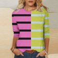 thumbnail image 1 of Yufatyle Colorblocked Tops for Women 3/4 Length Sleeve Crew Neck Shirts Loose Fit Casual Tunic Top Fashion Blouses 3XL, 1 of 5