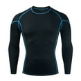 thumbnail image 1 of SwiftWear Compression Shirt Men, Solid Color Exercise Tight High Resilience Long Sleeve Round Neck Pullover T Shirt Undershirt, Blue M, 1 of 3