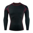 thumbnail image 1 of SwiftWear Compression Shirt Men, Solid Color Exercise Tight High Resilience Long Sleeve Round Neck Pullover T Shirt Undershirt, Red M, 1 of 3