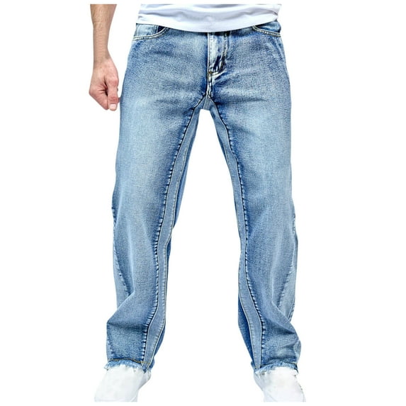 SwiftWear Denim Pants for Men Relaxed Fit Button Zipper Closure Stretch Jeans Trousers S