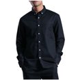 thumbnail image 1 of SwiftWear Dress Shirts for Men Flip Collar Pocket Solid Color Button Down Shirt Long Sleeves Shirts, Black L, 1 of 5