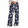 thumbnail image 1 of SwiftWear Elastic High Waist Pants for Women Casual Loose Fashionable Floral Printed Drawstring Wide Leg Pants M, 1 of 5
