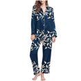 thumbnail image 1 of Yufatyle Floral Pajamas Set for Women Long Sleeve Sleepwear Button Up Shirt and Pants 2 Piece Pj Set Soft Comfy Nightwear with Pocket S, 1 of 5