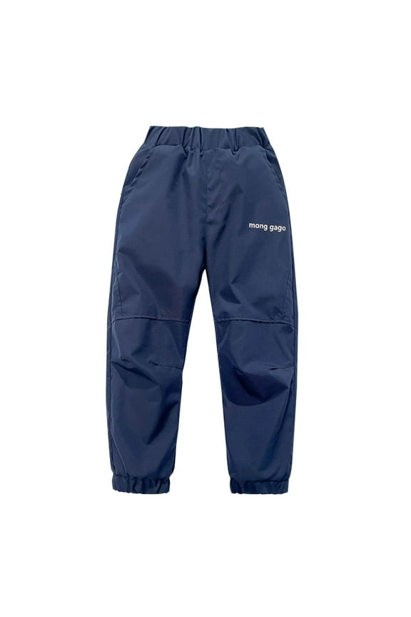 Yufatyle Girls Boys Snow Pants Kids 4-11 Years Old Thick Skiing Hiking Pants Thick Waterproof Winter Warm Pants with Pockets Navy