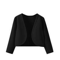 Yufatyle Girls Long Sleeve Bolero Cardigans Knit Cropped Shrug Cover up Jacket for Party Wedding 4-8 Years, Black