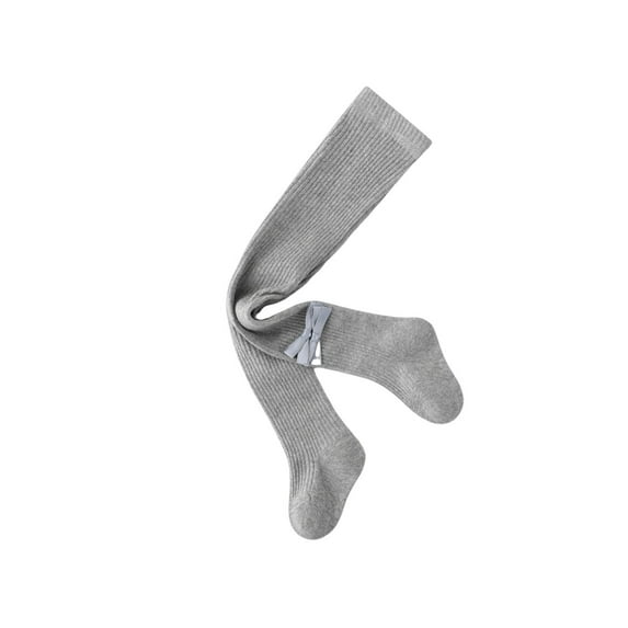 Yufatyle Gray Girls Tights, Spring Fall Stockings for Girl, Cute Bow Decor Cable Knit Cotton Toddler Tights Pantyhose for 0-8 Years
